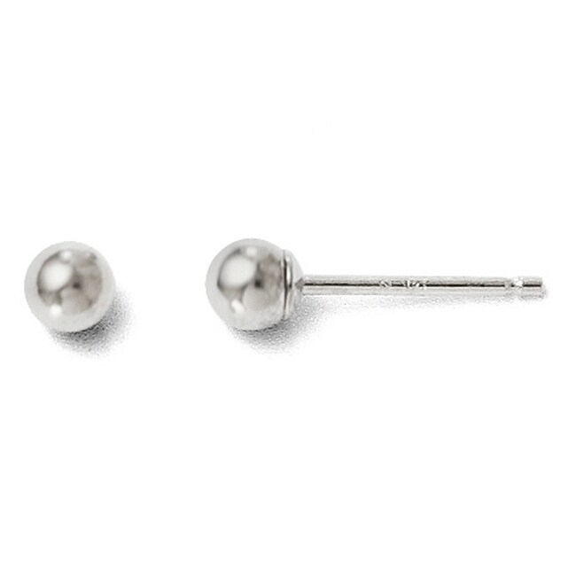 14k White Gold Polished 3mm Ball Post Earrings